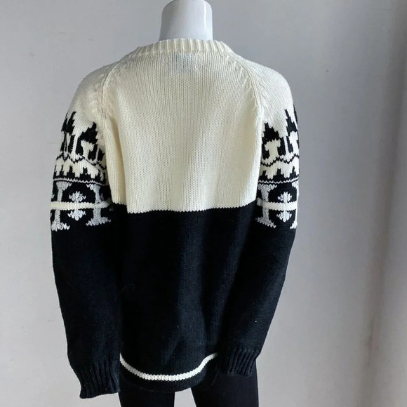 Vintage Kari Lynn Virgin Acrylic Geometric Print Fairisle  Zip Shoulder Pullover - Picture 5 of 7